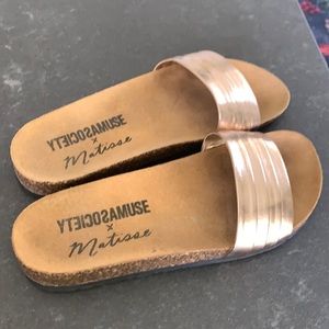 Matisse x Amuse Society Rose gold slides